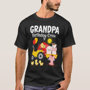 Camiseta Vovô Aniversário Tripulação Trator Barnyard Fazend