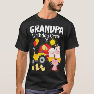 Camiseta Vovô Aniversário Tripulação Trator Barnyard Fazend