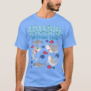 Camiseta Vovó Aniversário Tripulação Tubarões Tema Correspo