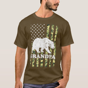 Camiseta Vovô Bear Camping Hiking Camouflage Estados Unidos