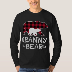 Camiseta Vovó Bear Natal Pajama Xadrez Vermelha Búfalo