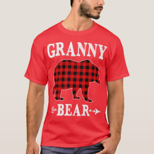 Camiseta Vovó Bear Natal Pajama Xadrez Vermelha Búfalo