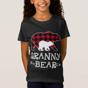 Camiseta Vovó Bear Natal Pajama Xadrez Vermelha Búfalo