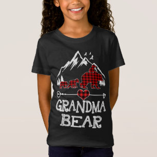 Camiseta Vovó Bear Natal Pajama Xadrez Vermelha Buffalo Fa