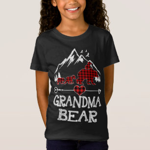Camiseta Vovó Bear Natal Pajama Xadrez Vermelha Buffalo Fa