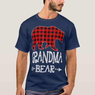 Camiseta Vovó Bear Natal Pajama Xadrez Vermelha Buffalo Fa