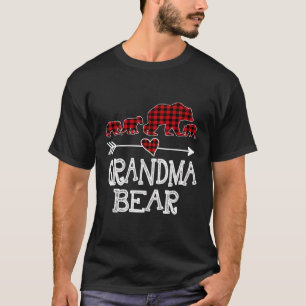 Camiseta Vovó Bear Natal Pajama Xadrez Vermelha Buffalo Fa