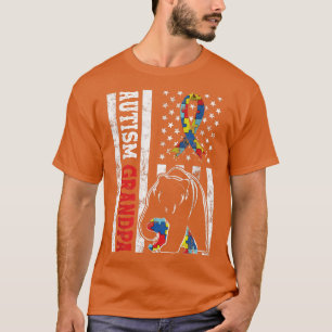 Camiseta Vovô Bear Urso Afastado Americano Flag Autismo