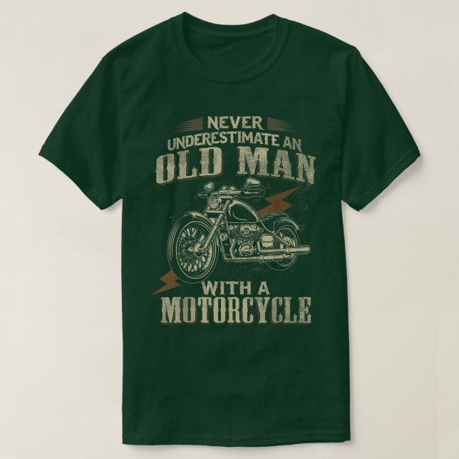Camiseta Vovô Biker Nunca Subestima Um Velho Com (Frente do Design)