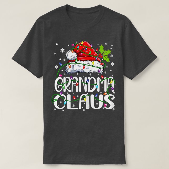 Camiseta Vovó Claus Luzes de Natal Pajama Fami (Frente do Design)