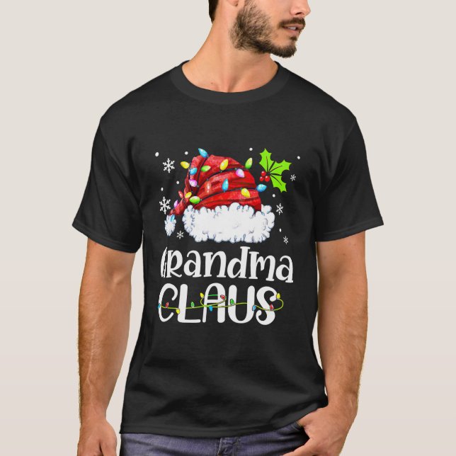 Camiseta Vovó Claus Natal Pajama Combinação Familiar (Frente)