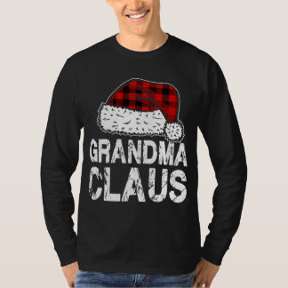 Camiseta Vovó Claus Santa Hat Red Buffalo Xadrez Christma