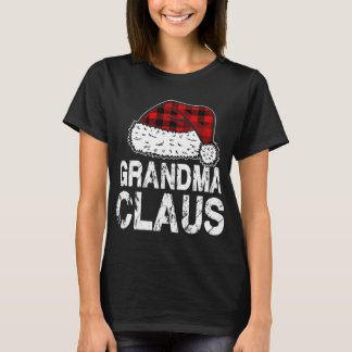 Camiseta Vovó Claus Santa Hat Red Buffalo Xadrez Christma