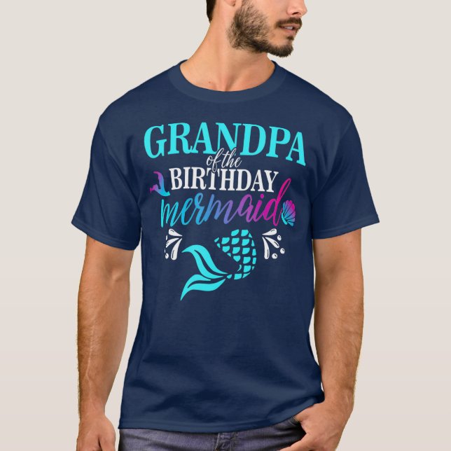 Camiseta Vovô Da Família Aniversário De Sereia Corresponden (Frente)