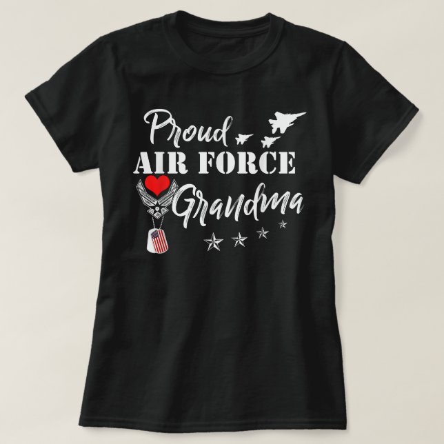 Camiseta Vovó da Força Aérea Revestida Mulheres Militares d (Frente do Design)