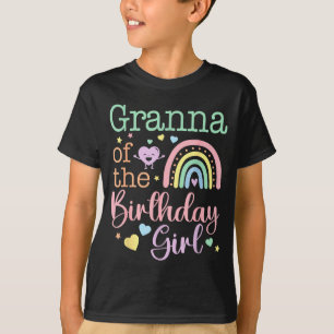 Camiseta Vovó da garota de aniversário família arco-íris an