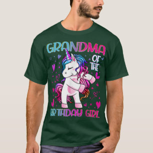 Camiseta Vovó da Garota de Aniversário Flageando Unicórnio