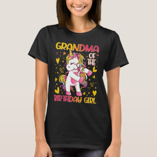 Camiseta Vovó da Garota de Aniversário Flageando Unicórnio 