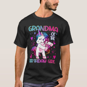 Camiseta Vovó da Garota de Aniversário Flageando Unicórnio