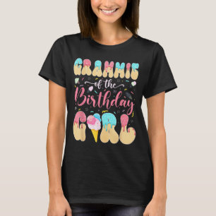 Camiseta Vovó da garota de aniversário gotejamento de sorve