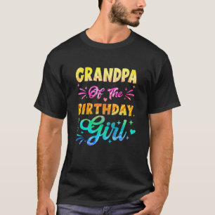 Camiseta Vovô Da Garota De Aniversário Tie Dye primeiro ani