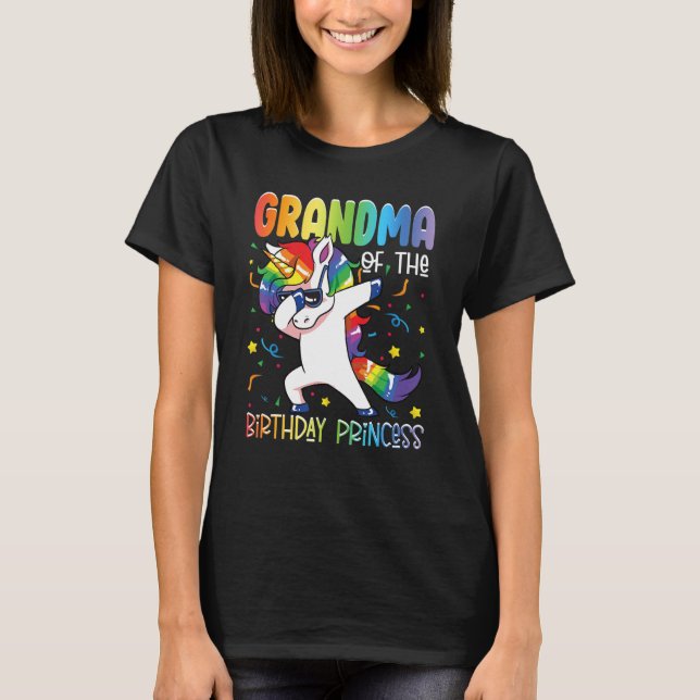 Camiseta Vovó da Princesa de Aniversário Dabbing Uni (Frente)