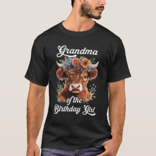 Camiseta Vovó Da Rapariga De Aniversário Do Highland Cow Fa