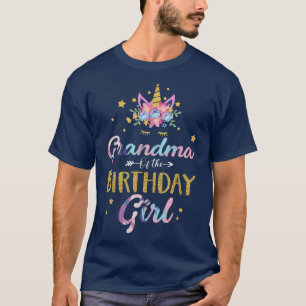 Camiseta Vovó Da Rapariga De Aniversário Oferece Unicórnio
