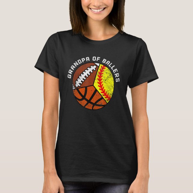 Camiseta Vovô De Ballers Pé De Basquete De Softball (Frente)