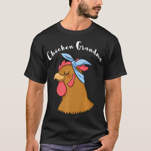 Camiseta Vovó de frango Engraçado Louco Na Fazenda (2) (Frente)