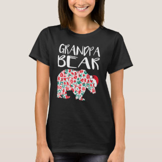 Camiseta Vovô de Natal Ornando Ursos Santa Hat Família