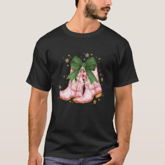 Camiseta Vovó-de-natal rosa-branca Boots Arco Coquette Wes