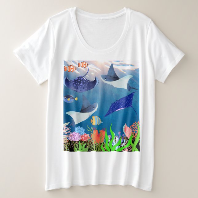 Camiseta Vovó de Stingray Manta, gigante das ondas do ocean (Frente do Design)
