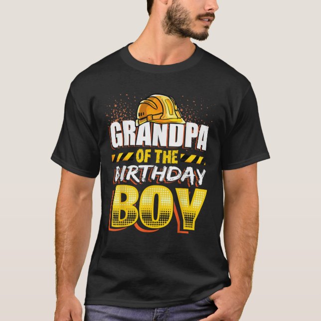 Camiseta Vovô do Aniversário Construtor Hat (Frente)