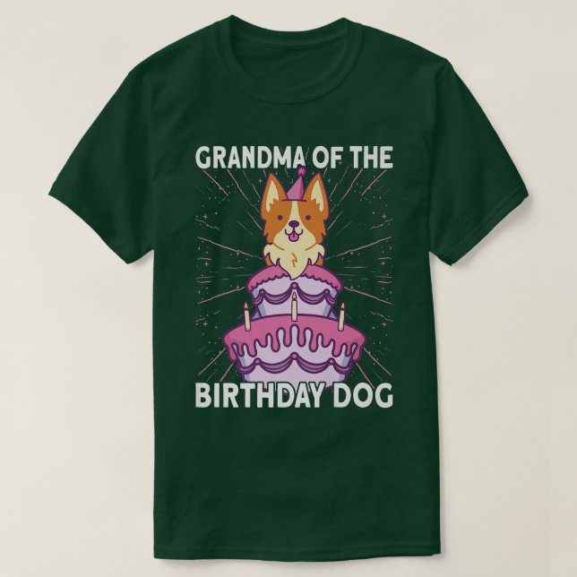 Camiseta Vovó Do Cachorro De Aniversário Cachorro-120 (Frente do Design)