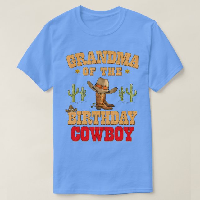Camiseta Vovó do Cowboy de Aniversário Que Pensava Garoto d (Frente do Design)