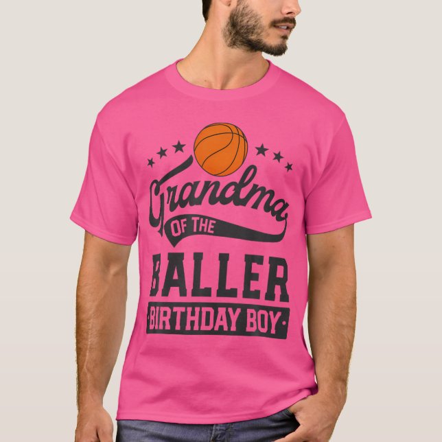 Camiseta Vovó Do Garoto De Aniversário Jogador De Basquete (Frente)