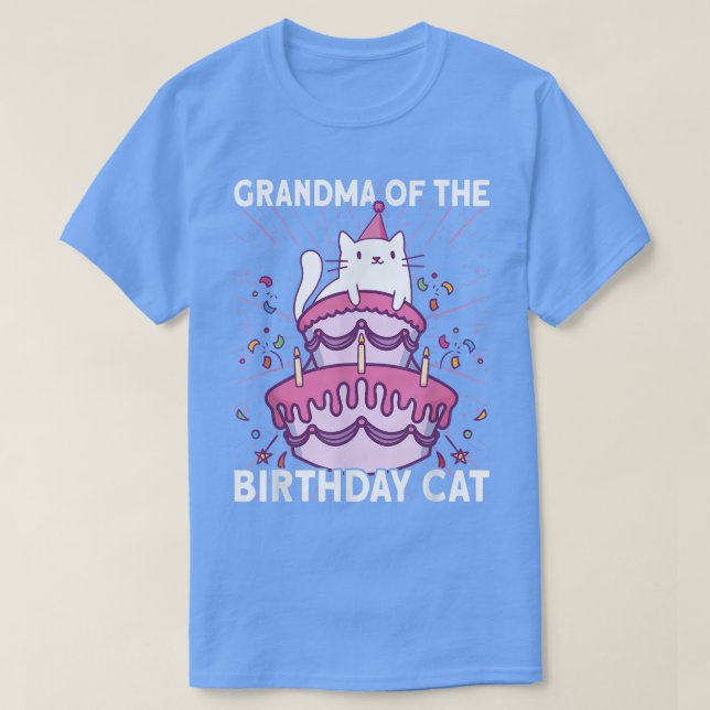 Camiseta Vovó do Gato de Aniversário do Gato de Aniversário (Frente do Design)