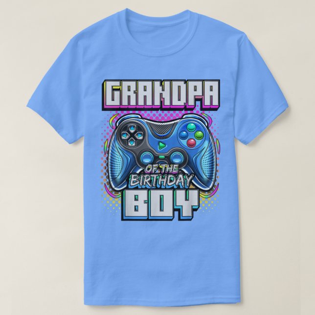 Camiseta Vovô do Vídeo da Família Aniversário do Garoto Cor (Frente do Design)