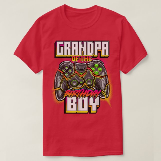 Camiseta Vovô do Vídeo da Família Aniversário do Garoto Cor (Frente do Design)