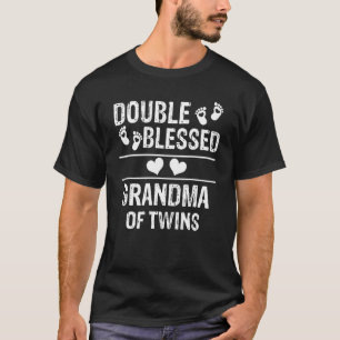 Camiseta Vovó Dupla Abençoada De Gêmeos Vintage Retro