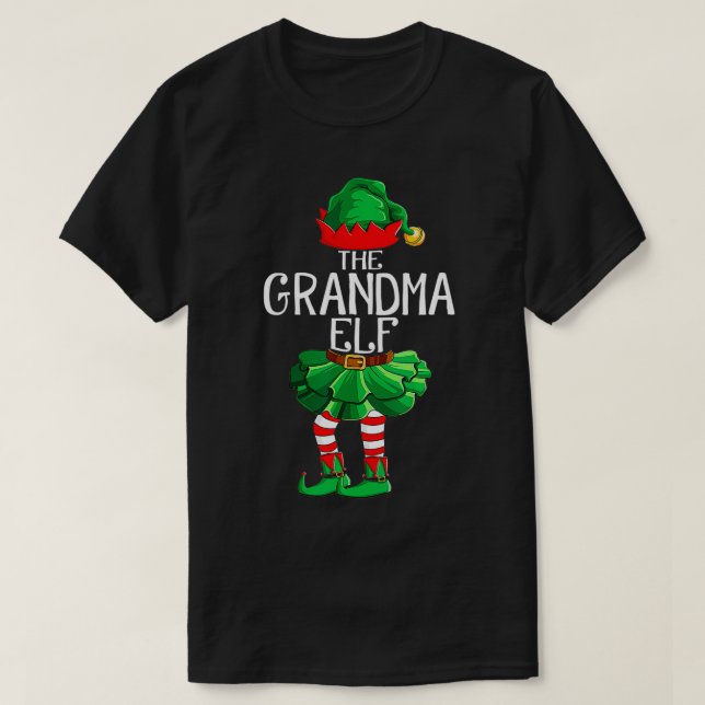 Camiseta Vovó Elf Group Correspondente Natal Familiar Gi (Frente do Design)