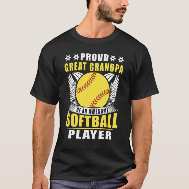 Camiseta Vovô Excelente Orgulhoso De Um Jogador De Softball (Frente)