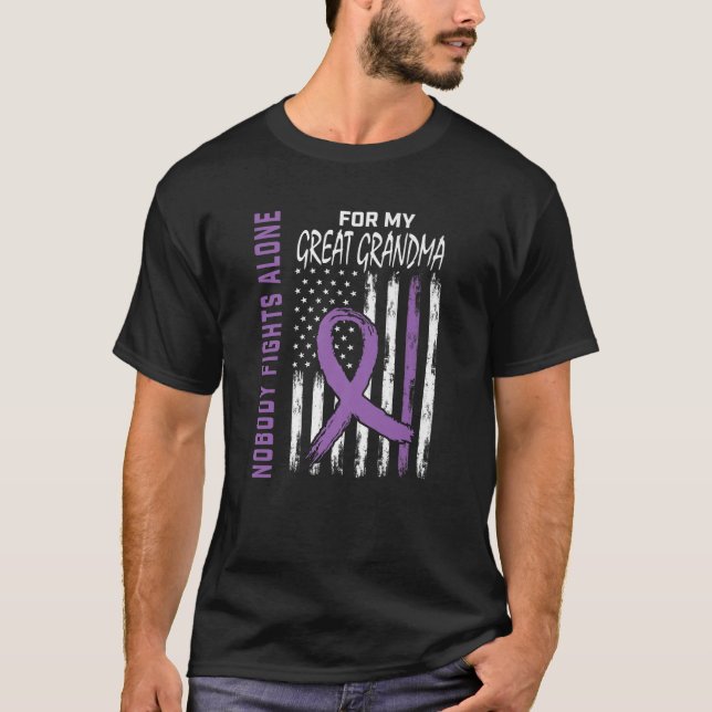 Camiseta Vovó Excelente Roxo Alzheimers Sensibilização EUA (Frente)