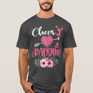 Camiseta Vovó Floral Engraçado Dia do Coração do Cheerleade