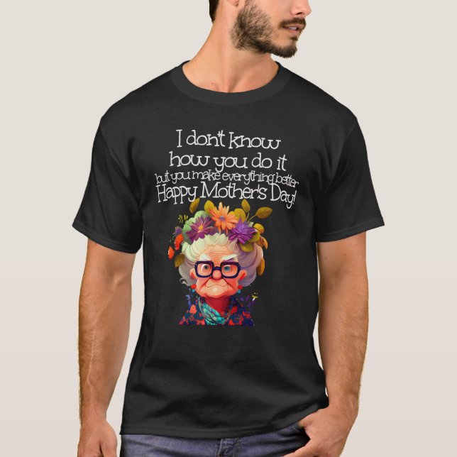Camiseta Vovó florida para Feliz Dia das Mães (Frente)