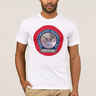 Camiseta Vovô Foto do maior Pai do mundo - azul vermelho