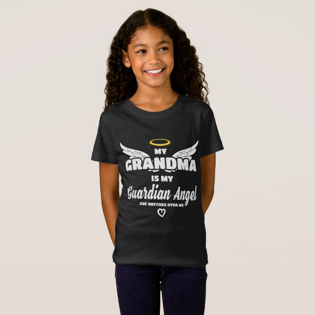 Camiseta Vovó Guardian Angel cuida de mim na memória (Frente Completa)