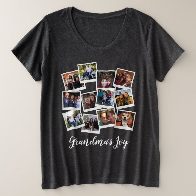 Camiseta Vovó: Joy Photo Frame Collage Modern Trendy (Frente do Design)