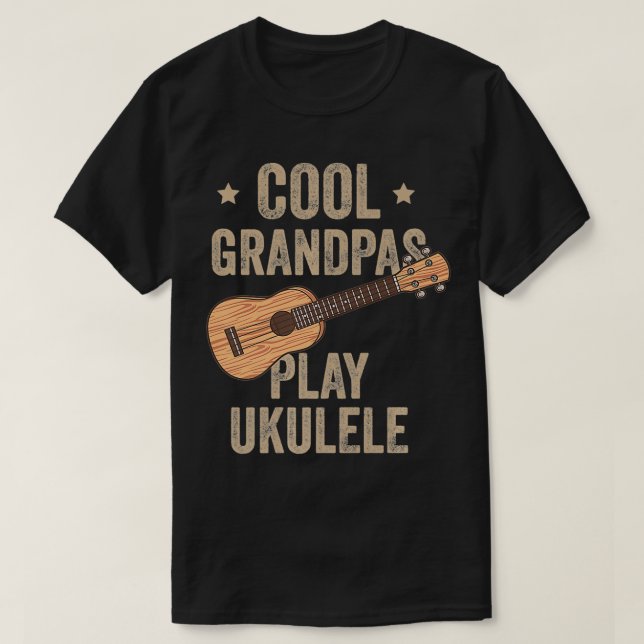 Camiseta Vovô legal Toca Ukulele Ukulele Music Guitar du (Frente do Design)